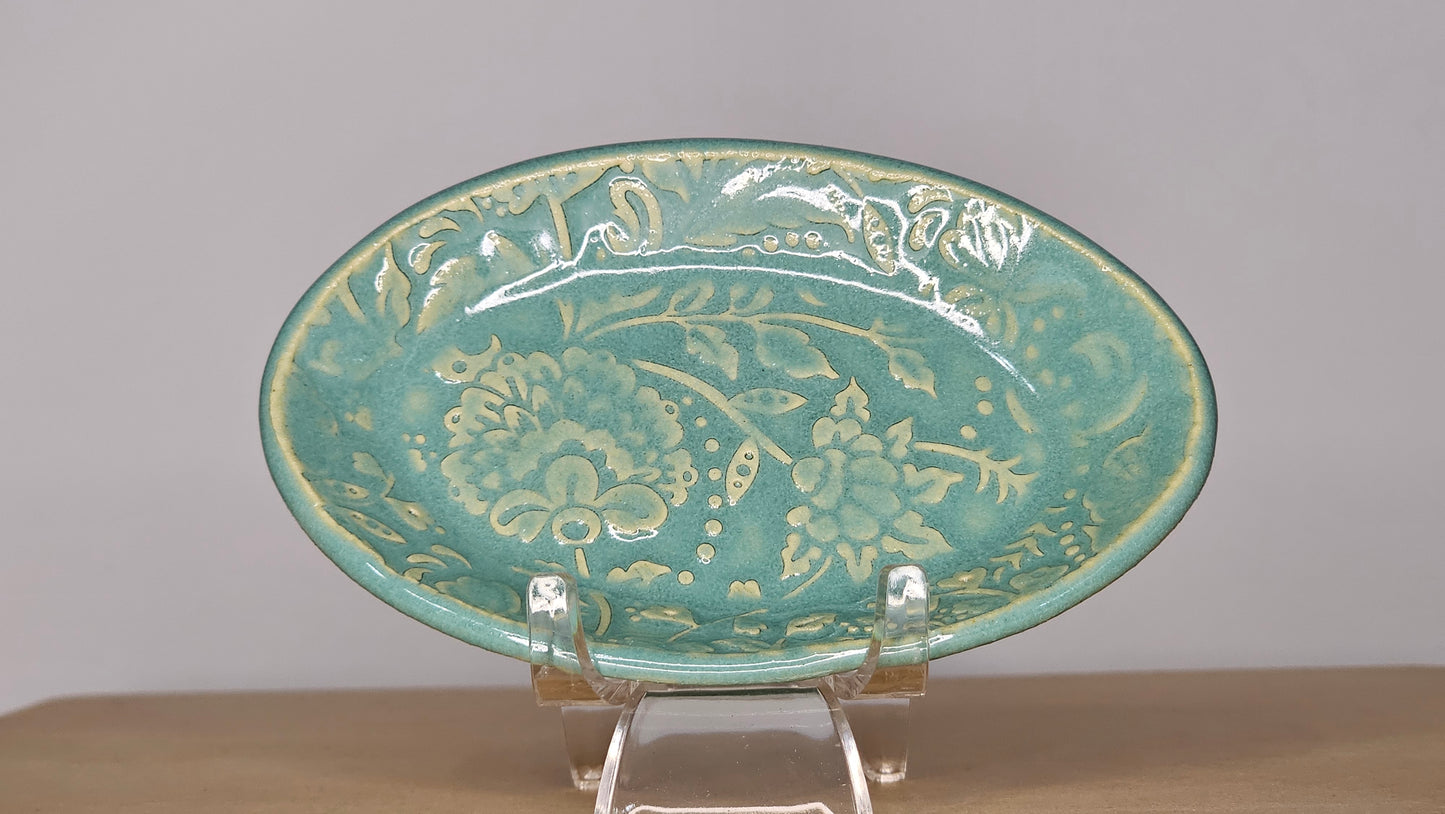 Oval Flower Trinket Dish