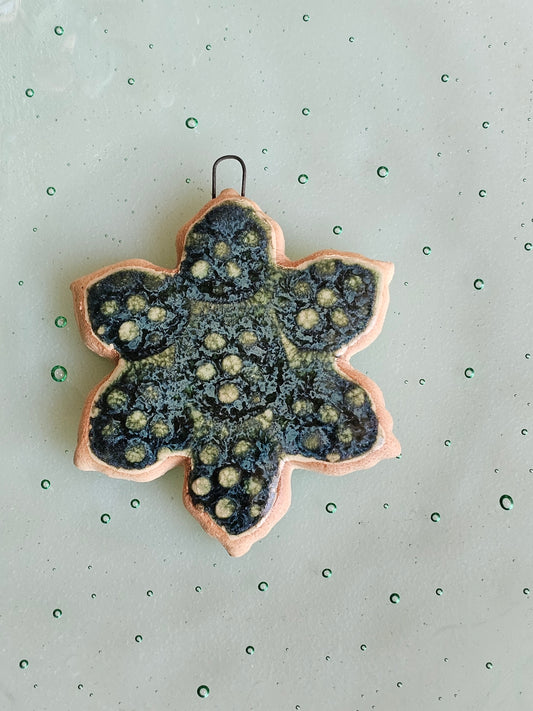 Green Speckled Snowflake Ornament