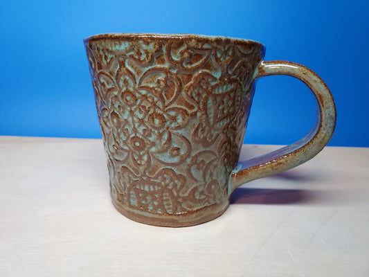 Green and Brown Lace Mug