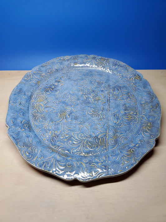 Blue Swirl Serving Plate