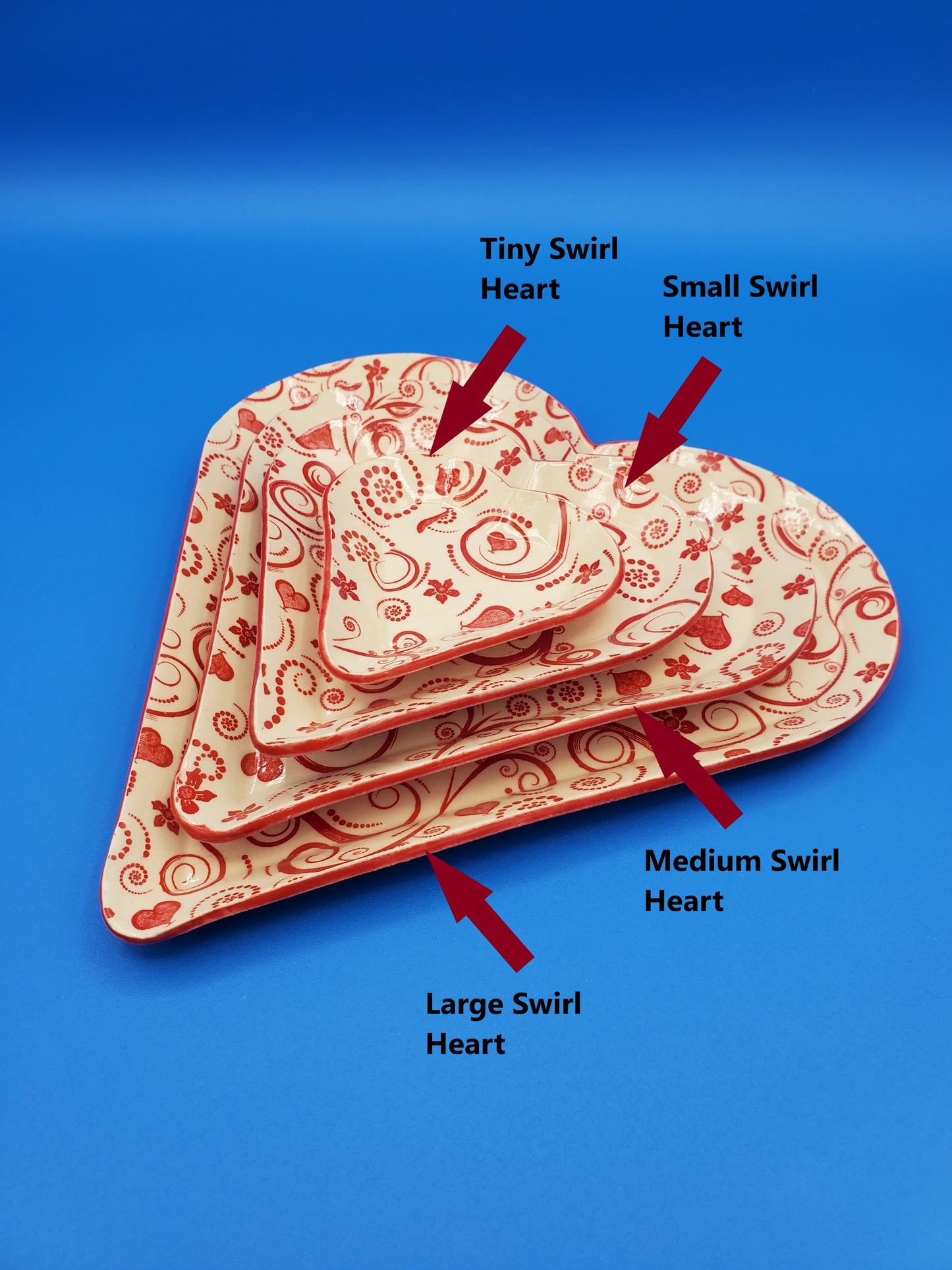 Medium Swirl Heart Plate (red bottom)